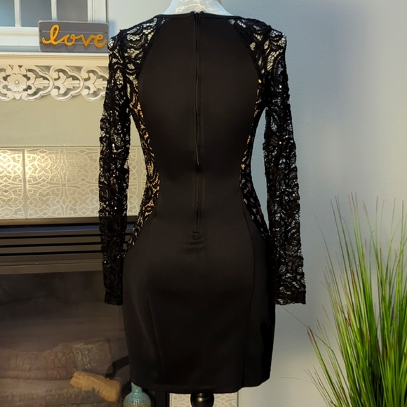 BCX Fitted Black Lace Dress Sz 7 - Picture 6 of 7